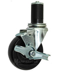 4” Food Prep Table Casters, NFS Certified, Water & Cleaning Solvent Resistant Wheels - Set of 4 (Two Brakes), side view
