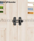 4 Inch Flip Gate Latch Set 180 Degree Barn Door Lock Latch Heavy Duty SUS304 Stainless Steel With Black Finish Sliding Latch installed on wood gate
