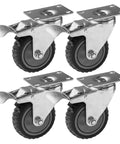 4 Pack Heavy Duty All Terrain Caster Wheels 360 Degree Swivel With Dual Locking Brake For Smooth Mobility And Total Control, Supports 300 Lb Per Wheel, 4 Inch Wheel Grey Polyurethane Tyre Casters With Plate Mounted Design