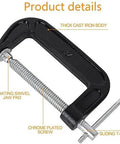 4 Inch C Clamp Set Heavy Duty Steel C Clamps Industrial Strength For Woodworking Welding And Building 2 Piece Set with cast iron body