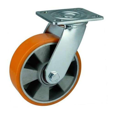 4" Inch Heavy Duty Caster Wheel 661 pounds Swivel Aluminum and Polyurethane Top Plate - VXB Ball Bearings