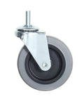 4 Inch Heavy Duty Swivel Casters With Threaded Stem M8 1.25 X 25mm Locking Castors Set Of 4 For Furniture Workbenches And Carts Non Marking Soft TPR And PVC Wheels Smooth Quiet Roll 360 Degree Rotation Side Brake single side view