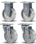 Heavy Duty 4 Inch Caster Wheels Set Of 4 With 1600 Pounds Capacity Industrial Plate Casters Semi Steel Cast Iron Wheels For Furniture And Workbenches Featuring 2 Swivel And 2 Rigid For Smooth Mobility And Long Life