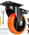4 inch heavy duty caster wheels set of 4 with 2400 lb total capacity silent industrial swivel casters with locking brakes non marking polyurethane wheels for carts workbenches trolleys machinery & furniture easy install hardware included
