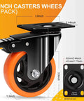 4 inch heavy duty caster wheels set of 4 with 2400 lb total capacity silent industrial swivel casters with locking brakes