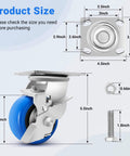 4 Inch Heavy Duty Casters with smooth rolling PU wheels dimensions diagram and size measurements showing brackets and hardware details.