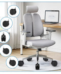 Office chair with 4 Inch Extra Large Chair Wheels 5 Pcs Heavy Duty Twin Office Chair Casters Replacement Seven Sixteenth Inch By Seven Eighth Inch Grip Ring, showing size and fit for hardwood floors.