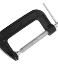 4 Inch Heavy Duty C Clamp, Industrial Steel Clamp for Woodworking, Welding and Building Projects, black cast iron body, side view.
