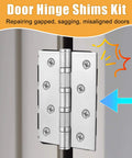 10 Pack 4 Inch Door Hinge Shims 0.040 Inch Thickness For Door Hinge Repair Kit Style B shown on a door hinge for alignment
