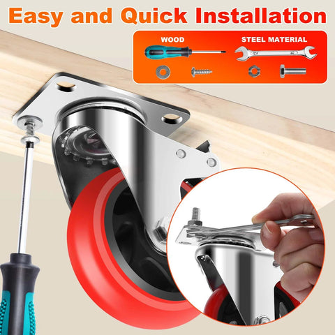 4 Inch Industrial Caster Wheels With Brake Set Of 4 Heavy Duty 2200 Lb Capacity 360 Degree Swivel installation example