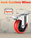 4 Inch Industrial Caster Wheels With Brake Set Of 4 Heavy Duty 2200 Lb Capacity 360 Degree Swivel for carts workbenches