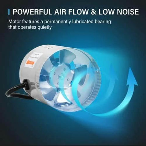 4 Inch Inline Booster Duct Fan 100 CFM Quiet High Performance HVAC Exhaust with durable balanced impeller by iPower