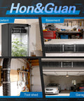 4 Inch Inline Booster Duct Fan With Speed Controller By Hon&Guan installed in grow tent, basement, tool shed, and garage settings.