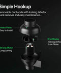 Exploded view showing intake valve, fan blades, and motor of 4 Inch Inline Duct Ventilation Fan D4 195 CFM For Grow Tents