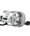 4 Inch Inline Duct Fan 100 CFM Quiet Exhaust For HVAC Systems, shown from side view with visible power cord