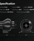 Specifications of 4 Inch Inline Duct Ventilation Fan D4 195 CFM For Grow Tents And Hydroponics HVAC Exhaust Booster For Attics Basements And Kitchens 2500 RPM Airflow