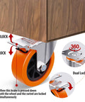 4 Inch Heavy Duty Caster Wheels Set Of 4 No Noise Polyurethane Casters with dual locking mechanism installed on furniture