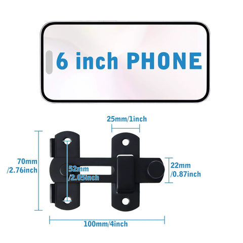 4 inch Flip Latch Gate Latches, Safety Door Lock for Barn Wood Fence Sliding French Doors,Heavy Duty SUS304 Stainless Steel Gate Hardware Matte Black MS9500-B dimensions