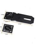 4 Inch Stainless Steel Door Hasp Padlock Latch Kit, Extra Thick Matte Black Hasp Lock With Screws, 2 Pack, product dimensions shown
