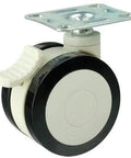 4" inch Medical Caster Wheel - Plate w/ Brake PU/ABS, side view showing locking brake, designed for smooth motion in automation systems, 1-pack