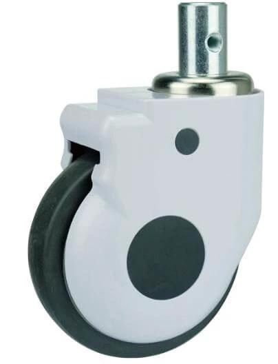 4" inch Medical Caster Wheel Tapped Stem - TPR designed for smooth motion and stable alignment, side view, 1-pack