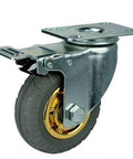 4" Inch Medium Duty Caster Wheel 154 pounds Swivel and Upper Brake Rubber Top Plate - VXB Ball Bearings