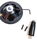 Four Inch Metal Handwheel Fits Half Inch Shaft For Table Saws Drill Presses Lathes And CNC Machines Round Hand Wheel Crank Includes Four Set Screws And Hex Key Wrench With Removable Disassembly Handle, shown with handle and screws