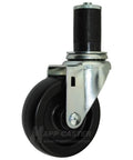 4” Food Prep Table Casters, NFS Certified, Water & Cleaning Solvent Resistant Wheels - Set of 4, close-up view of single caster