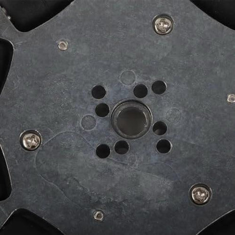 Close-up of metal hub of 2pcs 4 Inch Omnidirectional Wheels for Industrial Robots, showing bore and screw details for AGV systems.