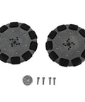 2pcs 4 Inch Omnidirectional Wheels for Industrial Robots, Metal Hub Omni Wheels with Rubber Rollers, 360 Degree Maneuverability, 8mm Bore