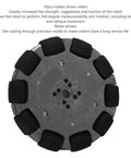 2pcs 4 Inch Omnidirectional Wheels for Industrial Robots, Metal Hub Omni Wheels shown with rubber rollers and 8mm bore