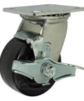 BBQ Pit Caster Set | 4" Phenolic Caster Kit with Mounting Hardware, 3,200 Lbs. Capacity - swivel caster with brake