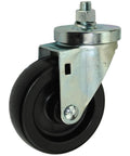 Side view of 4” Replacement Heavy Duty Caster for GoJak Models 5000, 5211, 5400 showing black plastic wheel and metal stem.