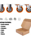 4 Inch Heavy Duty Caster Wheels Set Of 4 No Noise Polyurethane Casters For Tool Boxes Furniture Workbenches And Carts with hardware in box