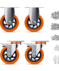 4 Inch Heavy Duty Caster Wheels Set Of 4 No Noise Polyurethane Casters For Tool Boxes Furniture Workbenches And Carts with mounting hardware
