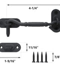 4 Inch Privacy Hook Latch For Sliding Barn Door In Black Stainless Steel Durable And Easy To Install Includes Screw Pack