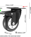 Heavy Duty 4 Inch Plate Caster Wheels With Polyurethane No Noise Premium Double Ball Bearing Steel Locking Swivel Casters 330 Lbs Per Caster Pack Of 4 Two Swivel Dual Locking And Two Swivel Black