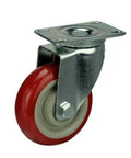 ✝️ 4" inch Caster Wheel - PVC - Top Plate Mount for smooth motion and stable alignment, showing side view of wheel and mount