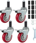 4 Inch Prep Table Caster Wheels Set Of 4, Heavy Duty Expanding Stem Casters For Stainless Steel Furniture Legs, with accessories