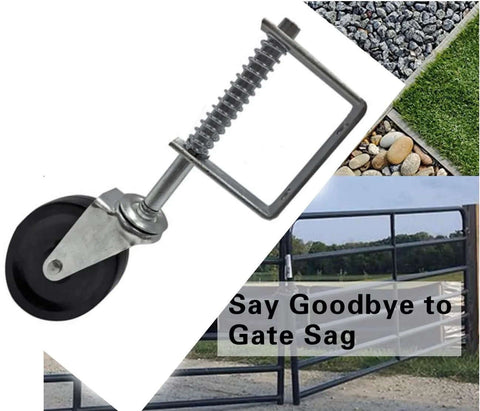 Heavy Duty Gate Caster Wheel 4 Inch With Spring Loaded Bracket Universal Mount Plate Durable Hard Rubber Tread For Smooth Gate Movement