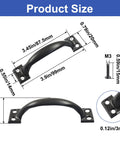 Diagram showing dimensions of 4 Pack 4 Inch Metal Door Handles Rustic Bow Pulls with Vintage Arched Design in Matte Black Iron Construction.