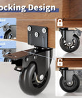 4 Inch Side Mount Plate Caster Wheels L Shaped Heavy Duty Set of 4 with Brake 360 Degree Swivel Locking Castors black