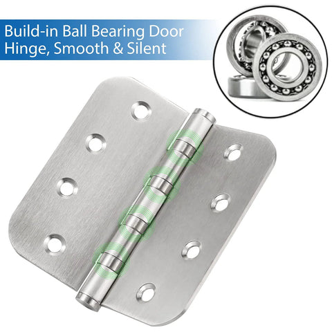 4 Inch Ball Bearing Door Hinges Stainless Steel Heavy Duty For Interior Doors 4 X 4 Inch Hinges With Five Eighth Inch Radius Corners Commercial