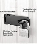 4 Inch Stainless Steel Door Hasp Padlock Latch Kit, Extra Thick Matte Black Hasp Lock With Screws, installed on wooden door