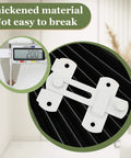 4 Inch Stainless Steel Gate Latch, Anti-Theft Heavy Duty Safety Door Lock, White Finish Barn Latch, product dimensions displayed