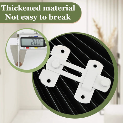 4 Inch Stainless Steel Gate Latch, Anti-Theft Heavy Duty Safety Door Lock, White Finish Barn Latch, product dimensions displayed