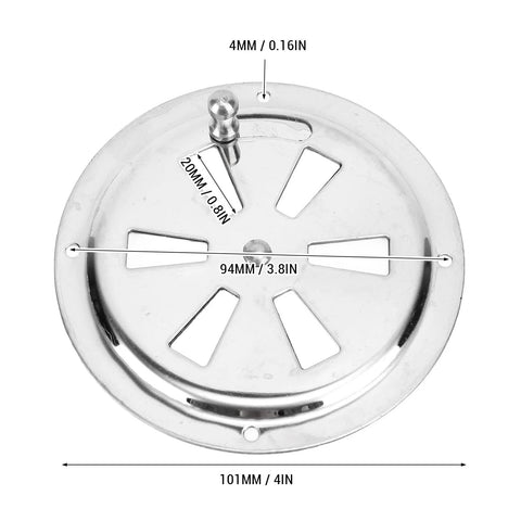 4-inch round marine-grade 316 stainless steel vent cover with adjustable side knob for boats, yachts, home, and RVs