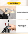Installation guide for 4 Inch Caster Wheels No Brake Stem Casters Set of 4 Heavy Duty Swivel Castors showing mounting on plate and pipe