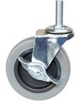 Heavy Duty 4 Inch Threaded Stem Swivel Caster Wheels With 1/2-13 UNC Threads, Non Marking Soft TPR Rubber, Durable Castors With Side Brake