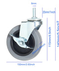 4 Inch Heavy Duty Swivel Casters With Threaded Stem M8 1.25 X 25mm Locking Castors Set Of 4 For Furniture Workbenches And Carts
